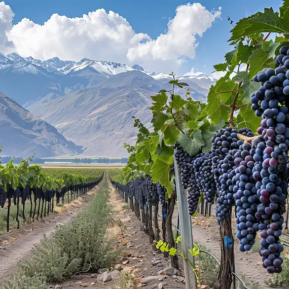 Vineyard landscape in Argentina with mountains